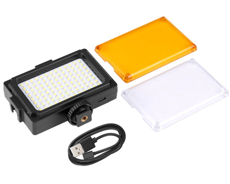 PULUZ Pocket 96 LEDs 860LM Professional Vlogging Photography Video & Photo Studio Light with White and Orange Magnet Filters Light Panel for Canon, Nikon, DSLR Cameras, 104 LED