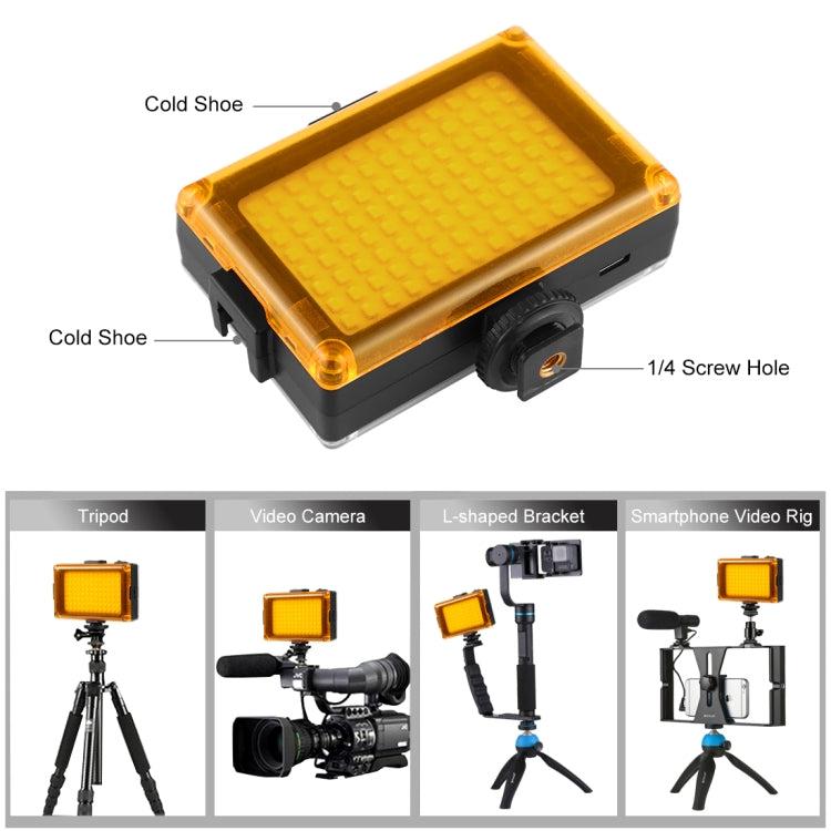PULUZ Pocket 96 LEDs 860LM Professional Vlogging Photography Video & Photo Studio Light with White and Orange Magnet Filters Light Panel for Canon, Nikon, DSLR Cameras, 96 LED (AE), 104 LED