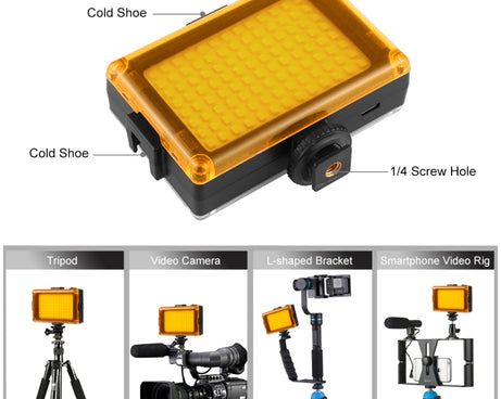 PULUZ Pocket 96 LEDs 860LM Professional Vlogging Photography Video & Photo Studio Light with White and Orange Magnet Filters Light Panel for Canon, Nikon, DSLR Cameras, 104 LED
