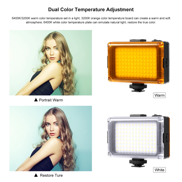 PULUZ Pocket 96 LEDs 860LM Professional Vlogging Photography Video & Photo Studio Light with White and Orange Magnet Filters Light Panel for Canon, Nikon, DSLR Cameras, 96 LED (AE), 104 LED