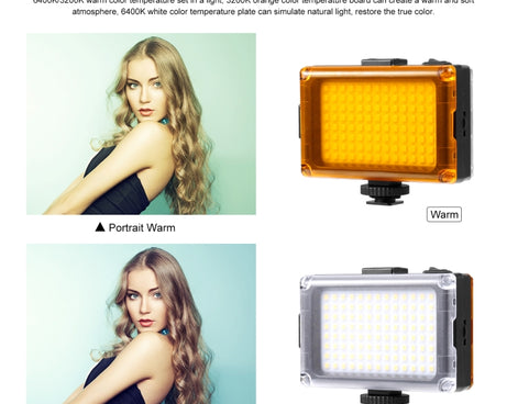 PULUZ Pocket 96 LEDs 860LM Professional Vlogging Photography Video & Photo Studio Light with White and Orange Magnet Filters Light Panel for Canon, Nikon, DSLR Cameras, 104 LED