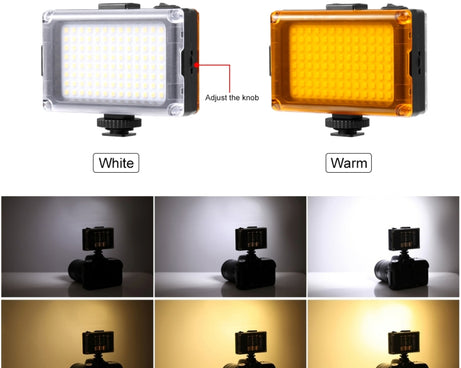 PULUZ Pocket 96 LEDs 860LM Professional Vlogging Photography Video & Photo Studio Light with White and Orange Magnet Filters Light Panel for Canon, Nikon, DSLR Cameras, 104 LED