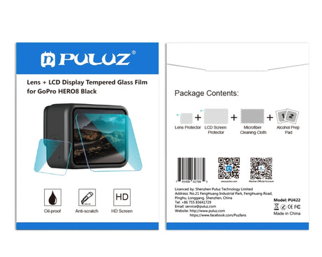 PULUZ for GoPro HERO8 Black Lens + LCD Display 9H 2.5D Tempered Glass Film, For GoPro HERO8 Black