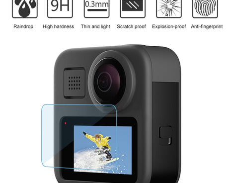 2 PCS PULUZ for GoPro Max LCD Display Screen Protector 9H 2.5D Tempered Glass Film, For GoPro Max