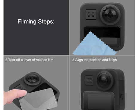 2 PCS PULUZ for GoPro Max LCD Display Screen Protector 9H 2.5D Tempered Glass Film, For GoPro Max