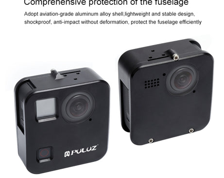 PULUZ for GoPro Fusion Housing Shell CNC Aluminum Alloy Protective Cage with Basic Mount & Lens Caps, For GoPro Fusion