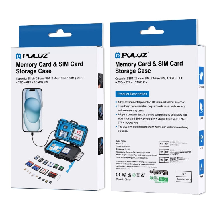 PULUZ Card Reader + 22 in 1 Memory Card Case for 1Standard SIM + 2Micro-SIM + 2Nano-SIM + 3CF + 7SD + 6TF + 1CARD PIN, 22 in 1 + Card Reader(US), 22 in 1 + Card Reader(AE), 22 in 1 + Card Reader