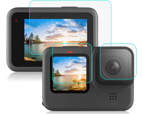 PULUZ for GoPro HERO12 Black /11 Black /10 Black /9 Black Lens + LCD Display 9H 2.5D Tempered Glass Film, For GoPro HERO9 Black