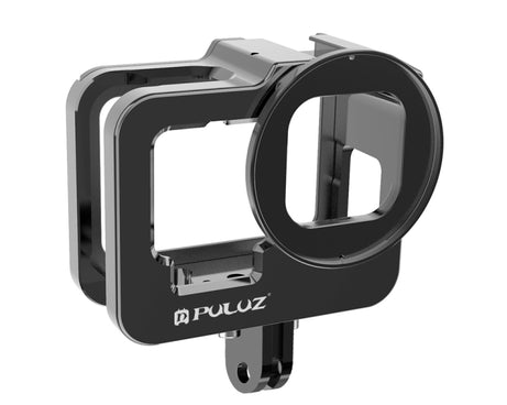 PULUZ for GoPro HERO13 Black /12 Black /11 Black /10 Black /9 Black Thicken Housing Shell CNC Aluminum Alloy Protective Cage with Insurance Frame & 52mm UV Lens, For GoPro HERO9 Black Thicken