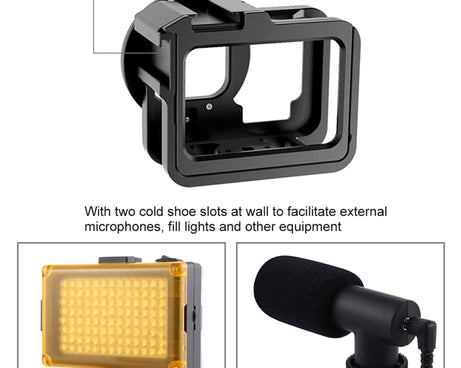 PULUZ for GoPro HERO13 Black /12 Black /11 Black /10 Black /9 Black Thicken Housing Shell CNC Aluminum Alloy Protective Cage with Insurance Frame & 52mm UV Lens, For GoPro HERO9 Black Thicken