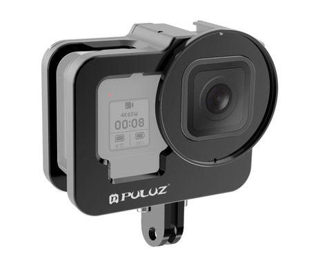 PULUZ for GoPro HERO13 Black /12 Black /11 Black /10 Black /9 Black Thicken Housing Shell CNC Aluminum Alloy Protective Cage with Insurance Frame & 52mm UV Lens, For GoPro HERO9 Black Thicken