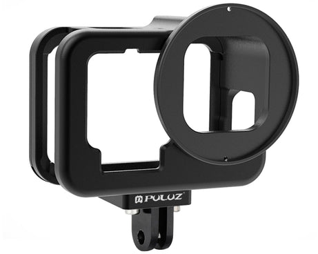 For GoPro HERO13 Black /12 Black /11 Black /10 Black /9 Black PULUZ Thin Housing Shell CNC Aluminum Alloy Protective Cage with Insurance Frame & 52mm UV Lens, For GoPro HERO9 Black Thin