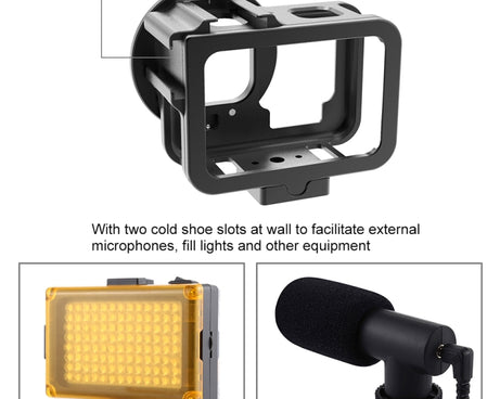 For GoPro HERO13 Black /12 Black /11 Black /10 Black /9 Black PULUZ Thin Housing Shell CNC Aluminum Alloy Protective Cage with Insurance Frame & 52mm UV Lens, For GoPro HERO9 Black Thin