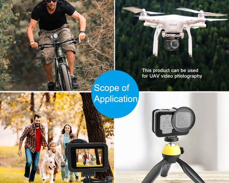 For GoPro HERO13 Black /12 Black /11 Black /10 Black /9 Black PULUZ Thin Housing Shell CNC Aluminum Alloy Protective Cage with Insurance Frame & 52mm UV Lens, For GoPro HERO9 Black Thin