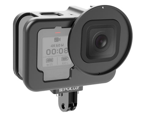 For GoPro HERO13 Black /12 Black /11 Black /10 Black /9 Black PULUZ Thin Housing Shell CNC Aluminum Alloy Protective Cage with Insurance Frame & 52mm UV Lens, For GoPro HERO9 Black Thin