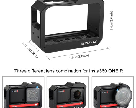 PULUZ Aluminum alloy Frame Mount Protective Case Cage with Cold Shoe Base Slot & Tripod Base Adapter for Insta360 One R, For Insta 360 One R Frame Cage(B), For Insta 360 One R Frame Cage(R)