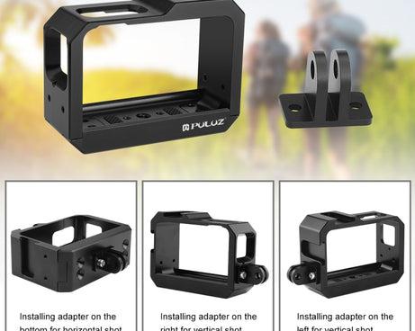 PULUZ Aluminum alloy Frame Mount Protective Case Cage with Cold Shoe Base Slot & Tripod Base Adapter for Insta360 One R, For Insta 360 One R Frame Cage(B), For Insta 360 One R Frame Cage(R)