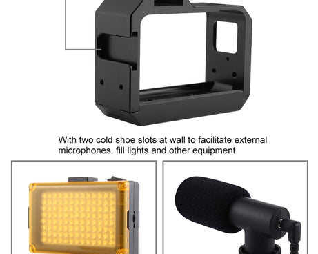 PULUZ Aluminum alloy Frame Mount Protective Case Cage with Cold Shoe Base Slot & Tripod Base Adapter for Insta360 One R, For Insta 360 One R Frame Cage(B), For Insta 360 One R Frame Cage(R)