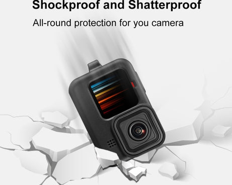 PULUZ for GoPro HERO12 Black /11 Black /10 Black /9 Black Silicone Protective Case Cover with Wrist Strap & Lens Cover, For GoPro HERO9 Black