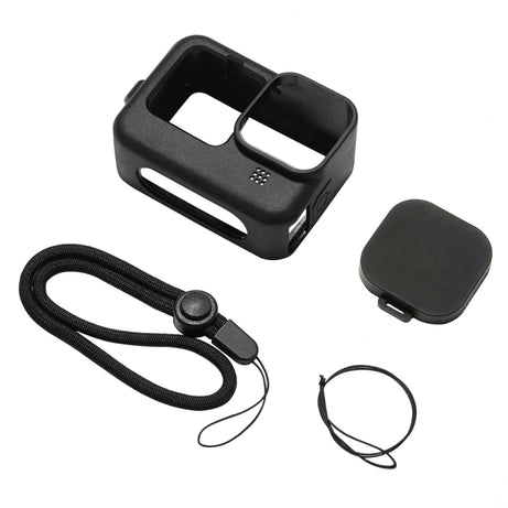 PULUZ for GoPro HERO12 Black /11 Black /10 Black /9 Black Silicone Protective Case Cover with Wrist Strap & Lens Cover, For GoPro HERO9 Black