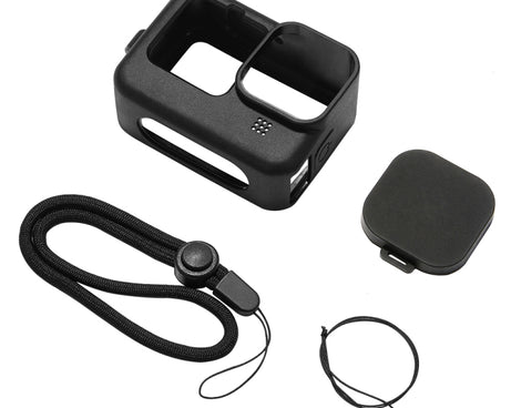 PULUZ for GoPro HERO12 Black /11 Black /10 Black /9 Black Silicone Protective Case Cover with Wrist Strap & Lens Cover, For GoPro HERO9 Black
