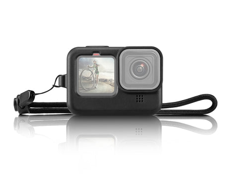 PULUZ for GoPro HERO12 Black /11 Black /10 Black /9 Black Silicone Protective Case Cover with Wrist Strap & Lens Cover, For GoPro HERO9 Black