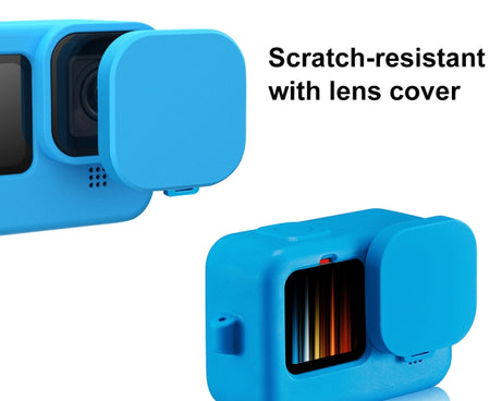 PULUZ for GoPro HERO12 Black /11 Black /10 Black /9 Black Silicone Protective Case Cover with Wrist Strap & Lens Cover, For GoPro HERO9 Black