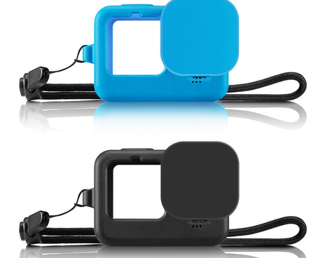 PULUZ for GoPro HERO12 Black /11 Black /10 Black /9 Black Silicone Protective Case Cover with Wrist Strap & Lens Cover, For GoPro HERO9 Black