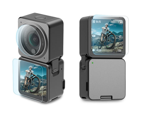 PULUZ 3 in 1 Lens + Front and Back LCD Display 9H 2.5D Tempered Glass Film for DJI Action 2
