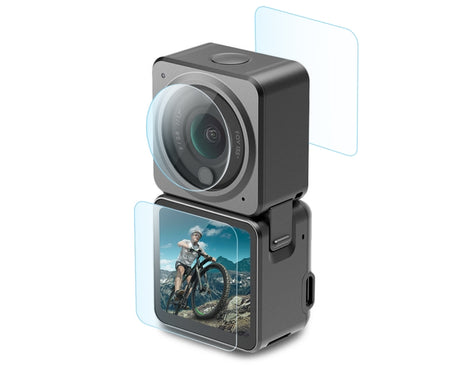 PULUZ 3 in 1 Lens + Front and Back LCD Display 9H 2.5D Tempered Glass Film for DJI Action 2