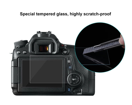 PULUZ 2.5D 9H Tempered Glass Film for Canon 650D, Compatible with 90D / 80D / 70D / 77D(9000D) / 800D(X9I) / 700D(X7I) / 750D(X8I) / 760D(8000D) / XC10 / XC15 / 7D2, Pentax Q1 / K-S1 /Q10 / Q7, Panasonic ZS35, Nikon V1, For Canon 650D