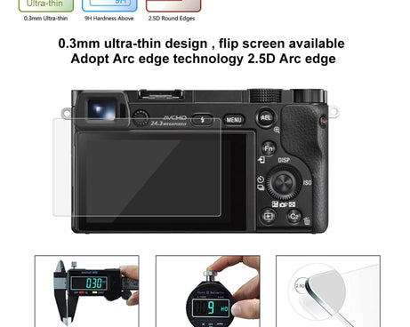 PULUZ 2.5D 9H Tempered Glass Film for Sony A6000, Compatible with Sony A6500 / A5100 / 6100 / A6600 / A5000 / A6400 / A6300 / A3000 / NEX-7/ NEX-6 / NEX-5N / NEX-3N / NEX5C / NEX-C3 / NEX-5T / H400, Panasonic W850K, Olympus TG850 / TG860 / TG870 PM2 / ...