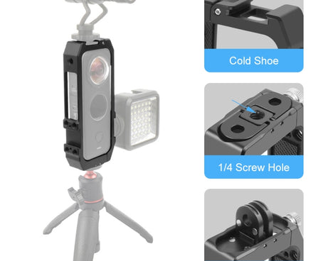 PULUZ Protective Cage Rig Housing Frame with Cold Shoe Mounts & Magnetic Folding Tripod Adapter for Insta360 ONE X2