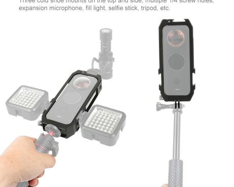 PULUZ Protective Cage Rig Housing Frame with Cold Shoe Mounts & Magnetic Folding Tripod Adapter for Insta360 ONE X2