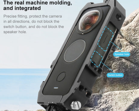 PULUZ Protective Cage Rig Housing Frame with Cold Shoe Mounts & Magnetic Folding Tripod Adapter for Insta360 ONE X2