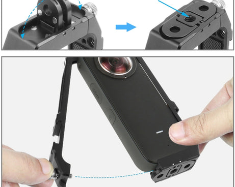 PULUZ Protective Cage Rig Housing Frame with Cold Shoe Mounts & Magnetic Folding Tripod Adapter for Insta360 ONE X2