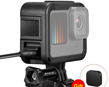 PULUZ Chargeable PA Frame Mount Cage with Cold Shoe Base Slot for GoPro HERO13 Black /12 Black /11 Black /11 Black Mini /10 Black /9 Black, Chargeable PA Frame Mount