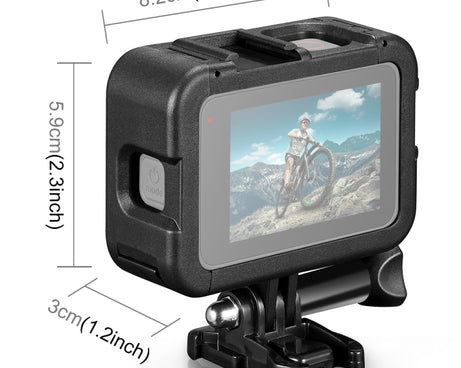 PULUZ Chargeable PA Frame Mount Cage with Cold Shoe Base Slot for GoPro HERO13 Black /12 Black /11 Black /11 Black Mini /10 Black /9 Black, Chargeable PA Frame Mount