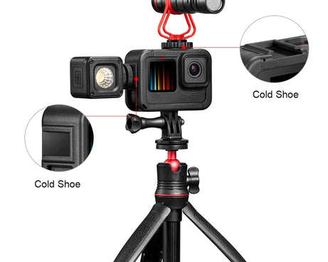 PULUZ Chargeable PA Frame Mount Cage with Cold Shoe Base Slot for GoPro HERO13 Black /12 Black /11 Black /11 Black Mini /10 Black /9 Black, Chargeable PA Frame Mount