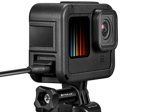 PULUZ Chargeable PA Frame Mount Cage with Cold Shoe Base Slot for GoPro HERO13 Black /12 Black /11 Black /11 Black Mini /10 Black /9 Black, Chargeable PA Frame Mount