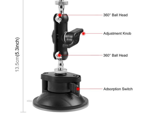 PULUZ Upgraded 1/4 inch Magic Arm Suction Cup Mount, Upgraded 1/4 inch Suction Cup Mount