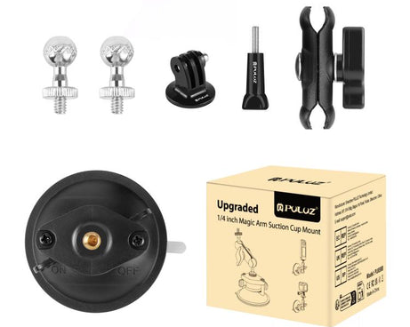 PULUZ Upgraded 1/4 inch Magic Arm Suction Cup Mount, Upgraded 1/4 inch Suction Cup Mount