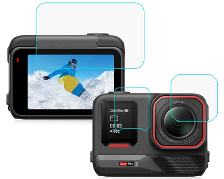 For Insta360 Ace Pro 2 PULUZ 3 in 1 Rear & Front  Screen and Lens Tempered Glass Film, For Insta360 Ace Pro 2