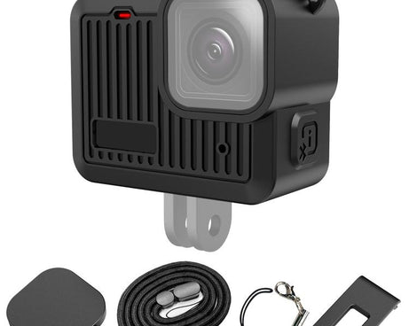 For GoPro HERO 2024 PULUZ Silicone Protective Case Side Interface Cover with Wrist Strap & Lens Cover, Silicone Protective Case