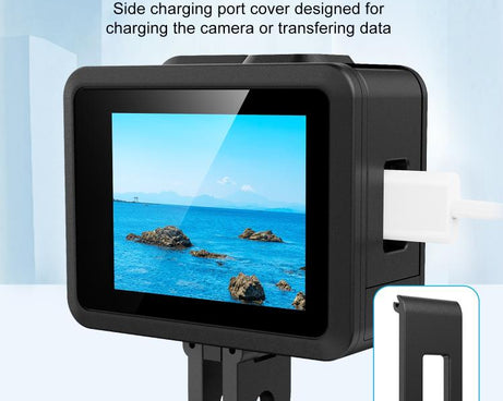 For GoPro HERO 2024 PULUZ Silicone Protective Case Side Interface Cover with Wrist Strap & Lens Cover, Silicone Protective Case