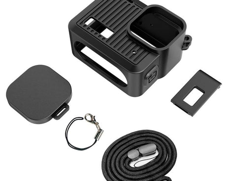 For GoPro HERO 2024 PULUZ Silicone Protective Case Side Interface Cover with Wrist Strap & Lens Cover, Silicone Protective Case