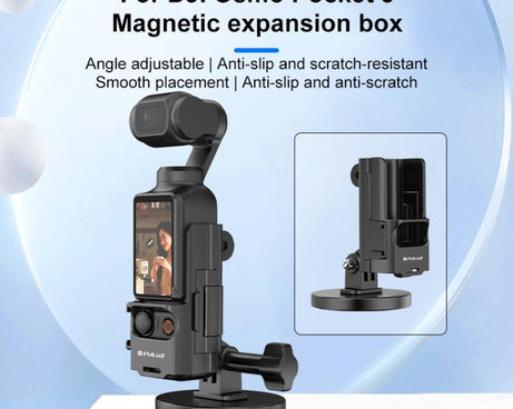 For DJI OSMO Pocket 3 PULUZ Protective Frame Magnetic Desktop Mount Angle Adjustable Base, Magnetic Desktop Mount