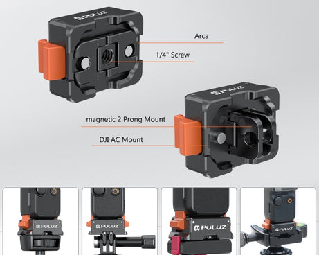 For DJI Osmo Pocket 3 PULUZ Type-C Charging Base Quick Release Mount Adapter, Quick Release Mount