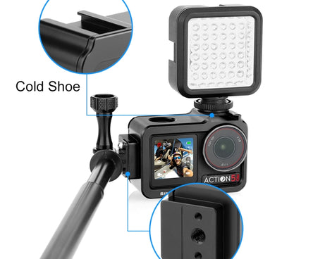 For DJI Osmo Action 5 Pro PULUZ Metal Cage Expansion Adapter Frame with Cold Shoe, For DJI Osmo Action 5 Pro Metal Cage