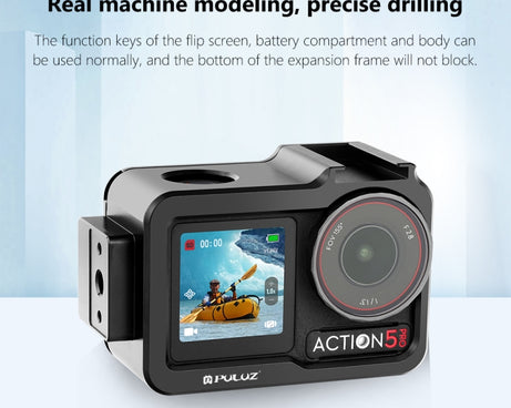 For DJI Osmo Action 5 Pro PULUZ Metal Cage Expansion Adapter Frame with Cold Shoe, For DJI Osmo Action 5 Pro Metal Cage